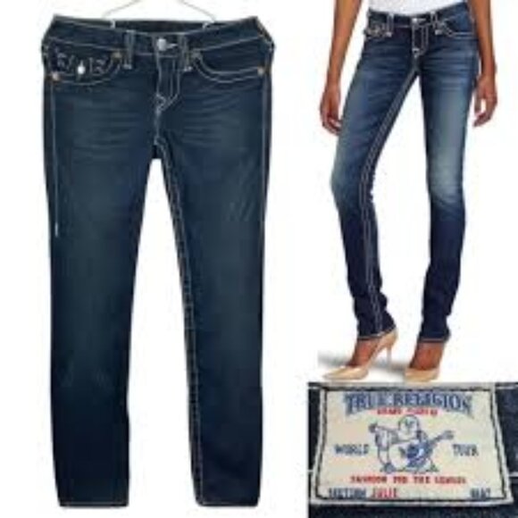 True Religion Julie Low rise straight leg dark wash Jeans Size 29 - Picture 1 of 10